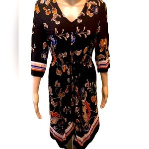 MSK Black Floral Handkerchief Hem Dress